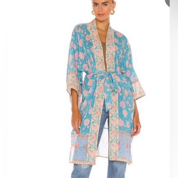 Spell Love Story Midi Cotton Robe Sky Blue medium large NWT - Picture 7 of 14